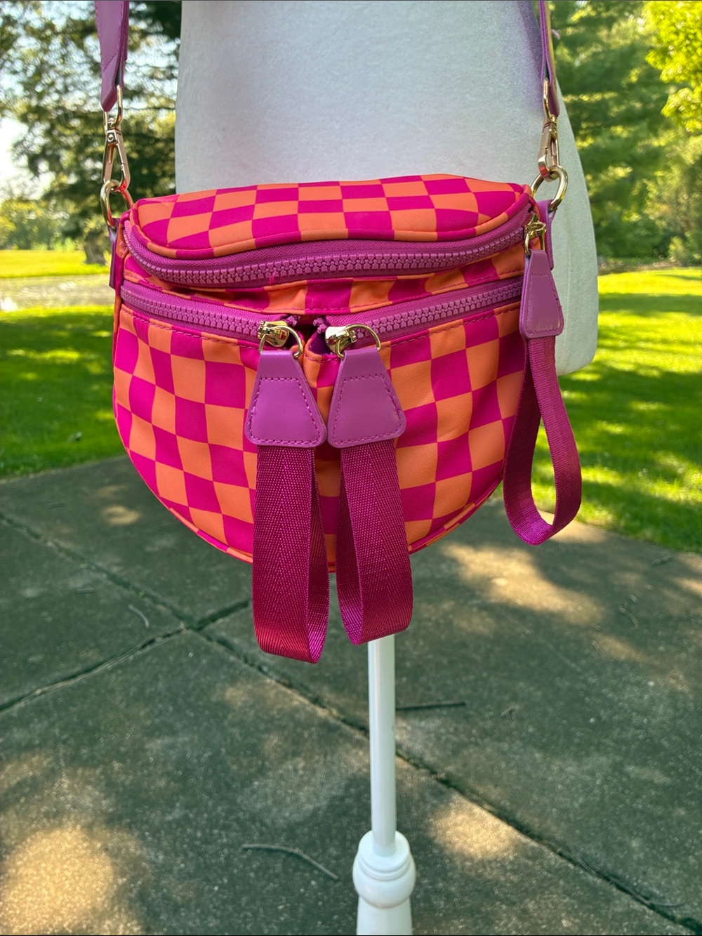 Small Vibrant Checkered Crossbody/Shoulder Bag